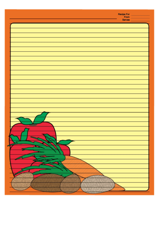 Vegetables Orange Recipe Card 8x10 Printable pdf