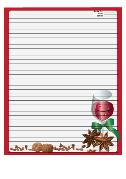 Wine Red Recipe Card 8x10 Printable pdf