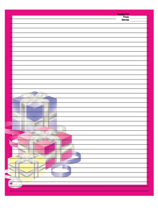 Elegant Gifts Pink Recipe Card 8x10 Printable pdf