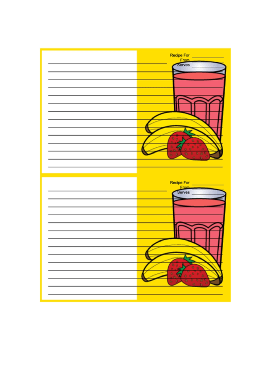 Yellow Banana Smoothie Recipe Card Printable pdf