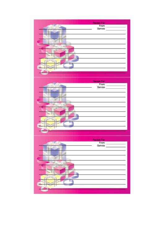 Elegant Gifts Pink Recipe Card Template Printable pdf