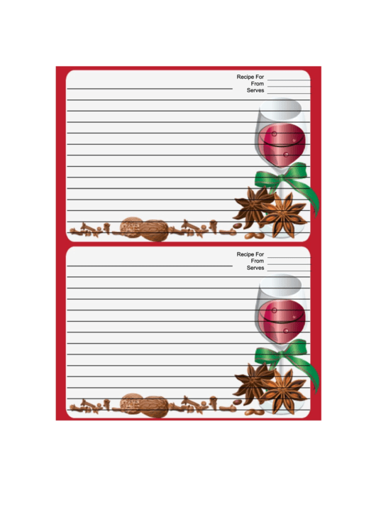 Wine Red Recipe Card Template Printable pdf