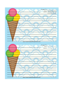Ice Cream Cone Blue Recipe Card