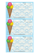 Ice Cream Cone Blue Recipe Card Template