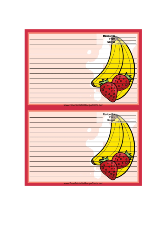 Bananas Strawberries Red Recipe Card Printable pdf