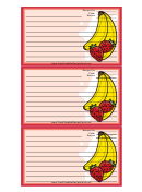 Bananas Strawberries Red Recipe Card Template