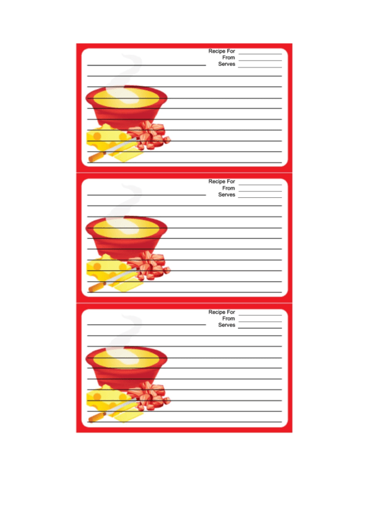 Soup Cheese Red Recipe Card Template Printable pdf