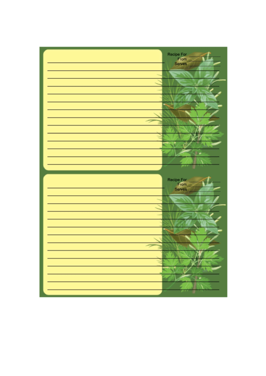 Green Herbs Recipe Card Printable pdf