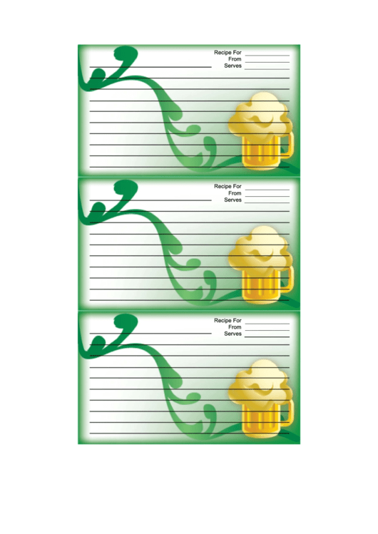 Green Mugs Recipe Card Template Printable pdf