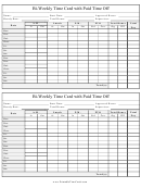 Bi-weekly Time Card Template With Paid Time Off