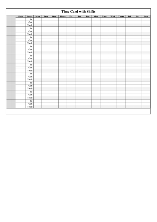 Multiple Employee Bi-Weekly Time Card Template Printable pdf