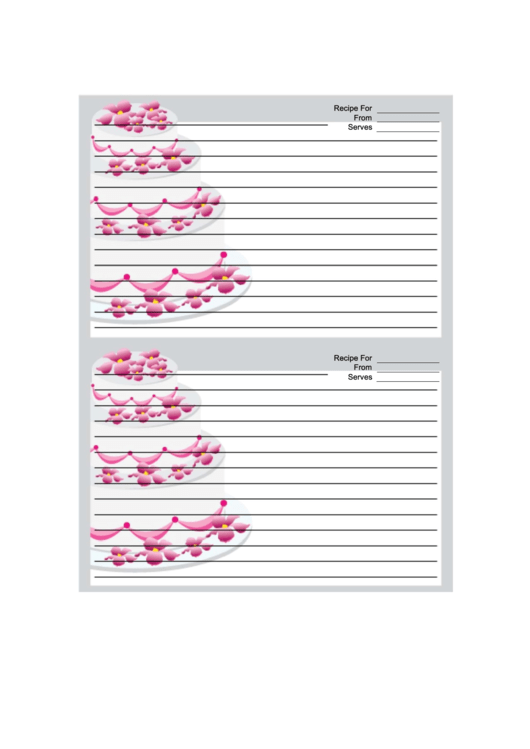 Gray Tiered Cake Recipe Card Template Printable pdf