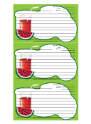 Watermelon Drink Green Recipe Card Template