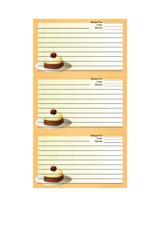 Yellow Dessert Recipe Card Template Printable pdf