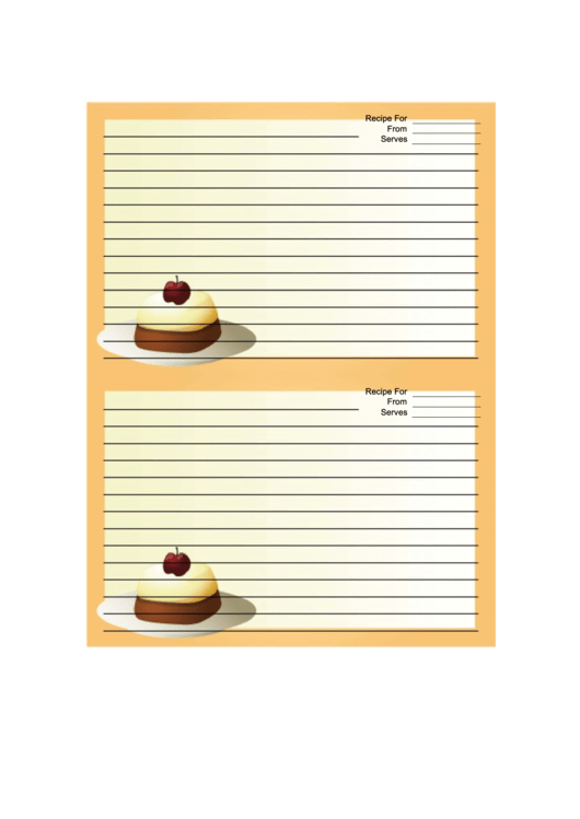 Yellow Dessert Recipe Card Printable pdf