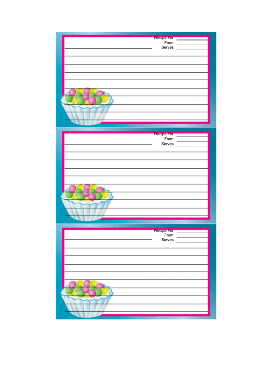 Tasty Dessert Blue Recipe Card Template Printable pdf