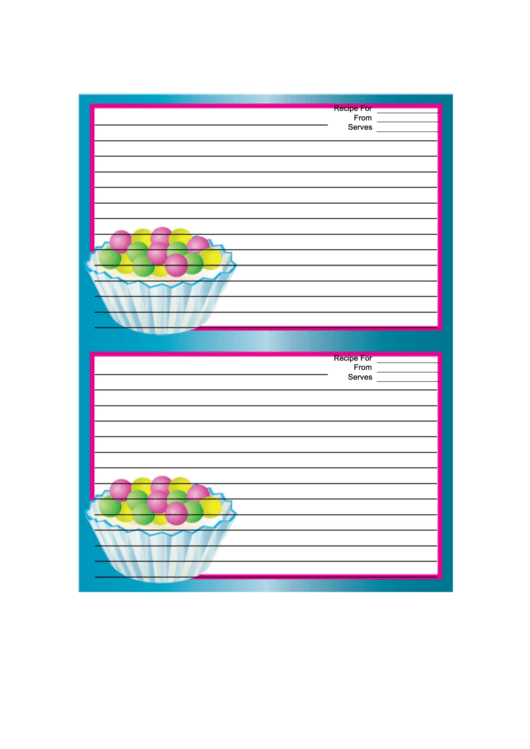 Tasty Dessert Blue Recipe Card Printable pdf