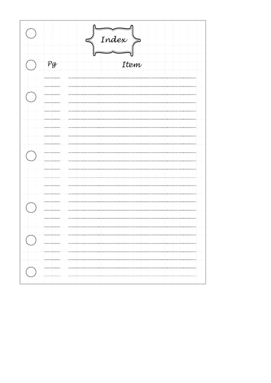 Bullet Journal Index Page Template Printable pdf
