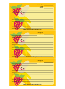 Banana Strawberries Yellow Recipe Card Template