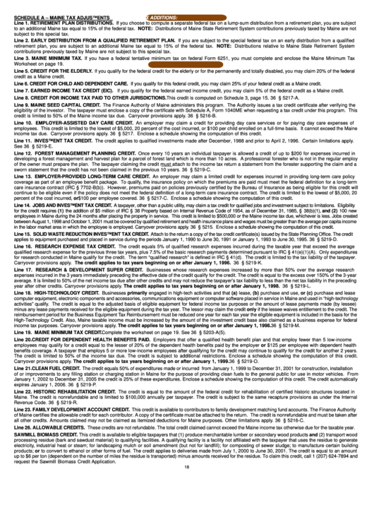 Maine Minimum Tax Worksheet Instructions Form - 2000 Printable pdf