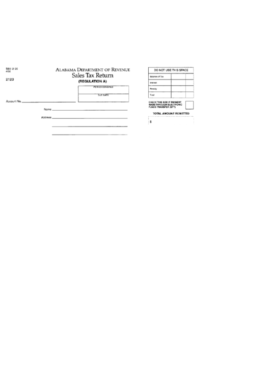 Form 2120 - Sales Tax Return (Regulation A) Printable pdf