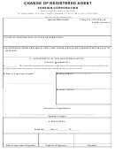 Change Of Registered Agent Form - Foreign Corporation