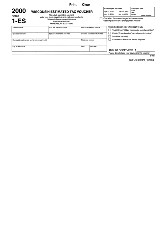 Fillable Wisconsin Form 1 Printable Forms Free Online