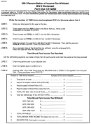 Reconciliation Of Income Tax Withheld - Bw-3 Worksheet - 2001