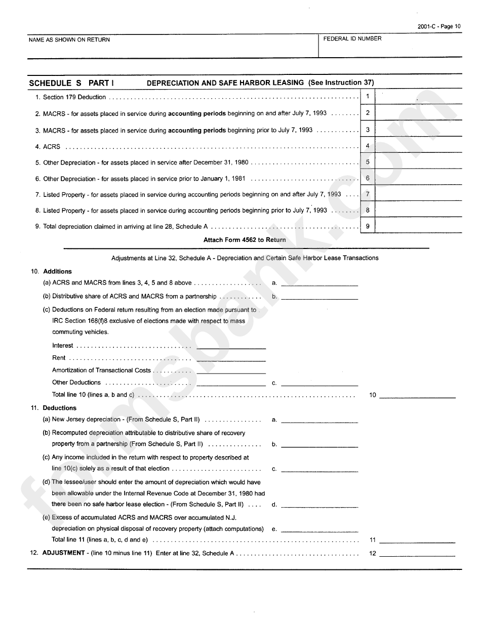 Form Cbt-100 - New Jersey Corporation Business Tax Return - 2001
