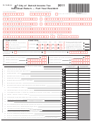Form D-1040(l) - City Of Detroit Income Tax Individual Return - Part Year Resident - 2011
