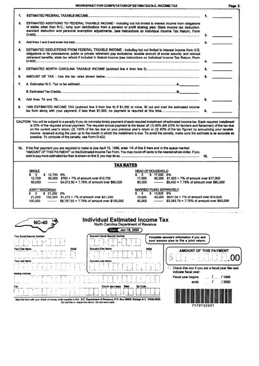 Printable Nc 40 Tax Form Printable Forms Free Online