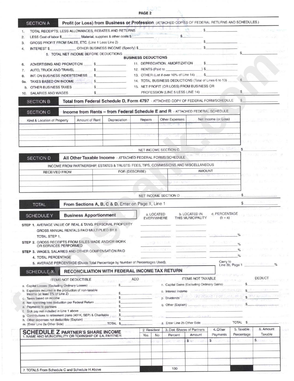 Form Br-2003 - Lebanon Tax Return - 2003