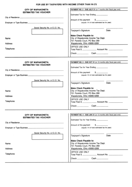 City Of Estimated Tax Voucher printable pdf download