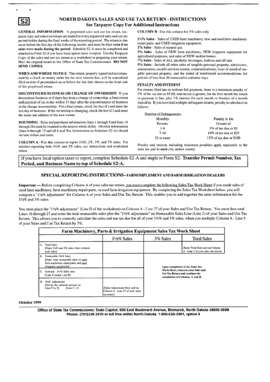 North Dakota Sales And Use Tax Return Instructions - Office Of State Tax Commissioner Printable pdf