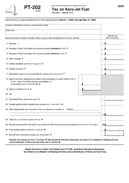 Form Pt-202 - Tax On Kero-Jet Fuel - 2000 Printable pdf