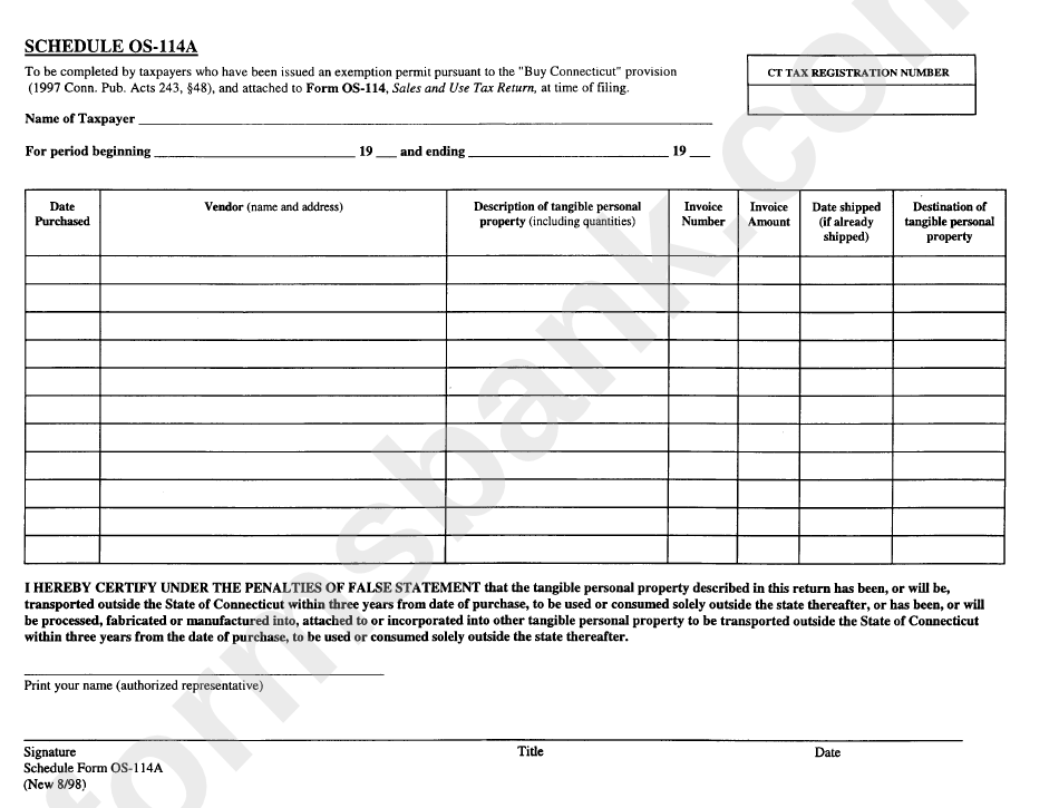 Schedule Form Os-114a - Connecticut Tax Form