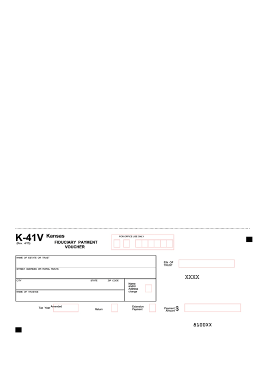 Fillable Form K-41v - Fiduciary Payment Voucher Printable pdf
