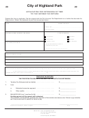 Application For Extension Of Time To File Income Tax Return Form - City Of Highland Park