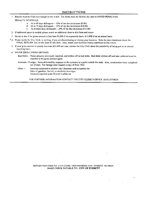 Instructions For Aviod Penalties - City Of Everett Printable pdf