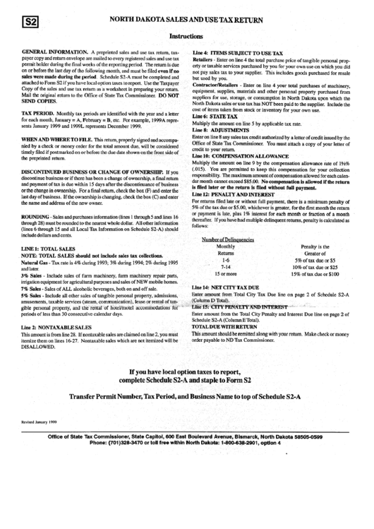 North Dakota Sales And Use Tax Return Instructions Printable pdf