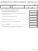 Form 3423 Draft - Schedule 1 Additions And Subtractions - 2012 Printable pdf