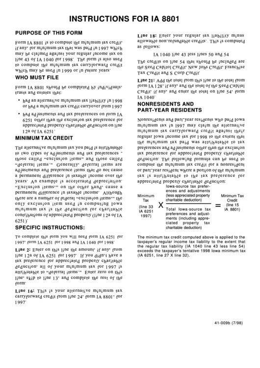 Instructions For Ia 8801 Printable pdf