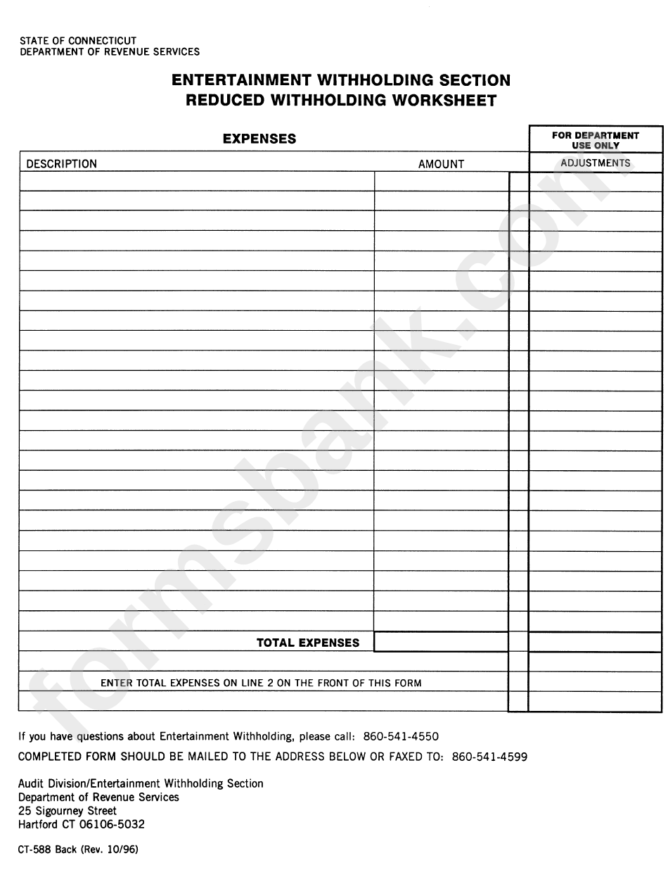 Form Ct-588 - Athlete And Entertainer Reduced Withholding Request
