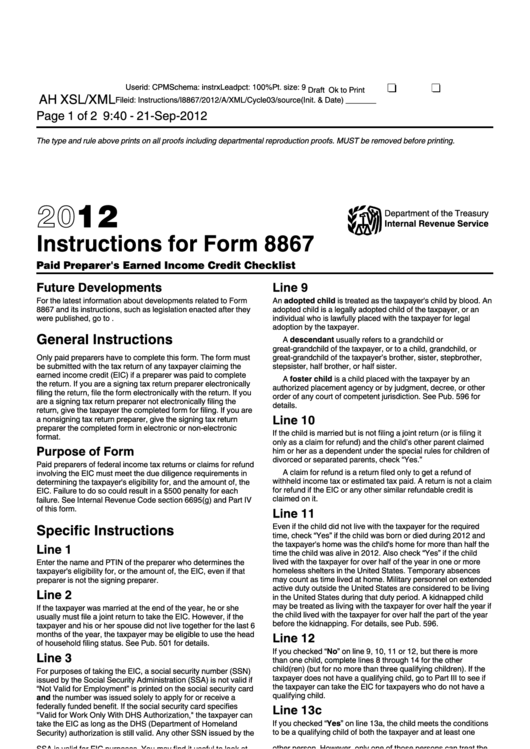 Instructions For Form 8867 - Paid Preparer