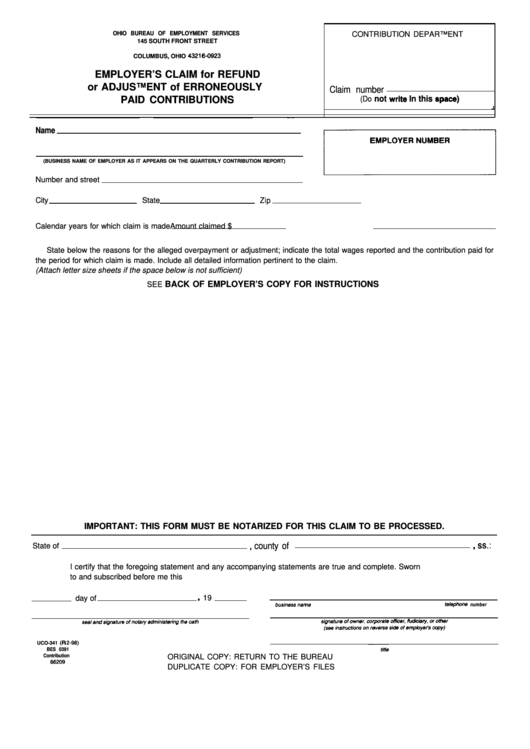 Form Uco-341 - Employer