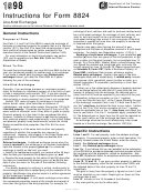 Instructions For Form 8824 - Like-Kind Exchanges - 1998 Printable pdf