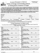 Form Int-4 - Notice Of Change Of Ownership, Interest, Or Participation Of Interest In Project - Alabama Department Of Revenue