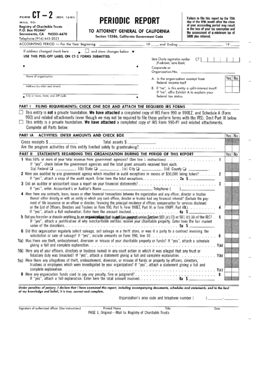 Form Ct-2 - Periodic Report Printable pdf