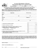 Form K-rcc - Recipient's Share Of Capital Credit - Alabama Department Of Revenue