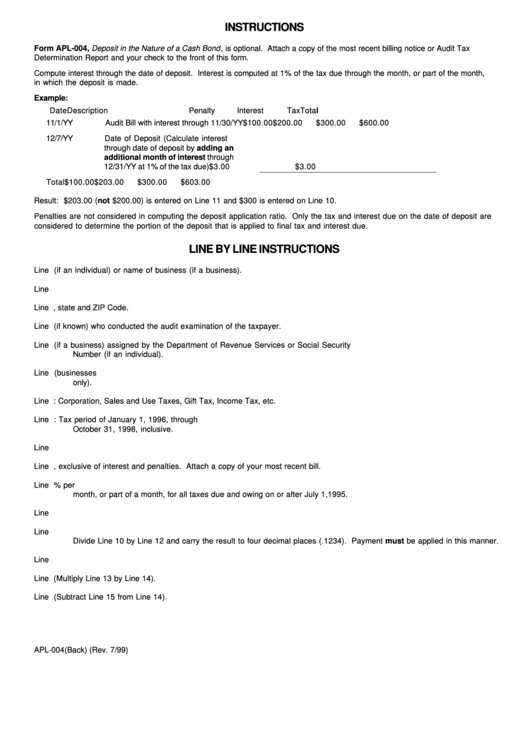 Instructions For Form Apl-004 Printable pdf